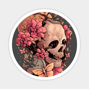 Time of the Death - Skull Flowers Gift Magnet